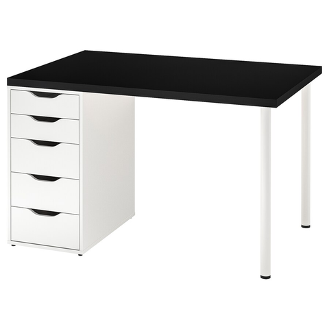 BÀN LÀM VIỆC MÅLVAKT / ALEX IKEA - ĐEN/TRẮNG 120x80 cm