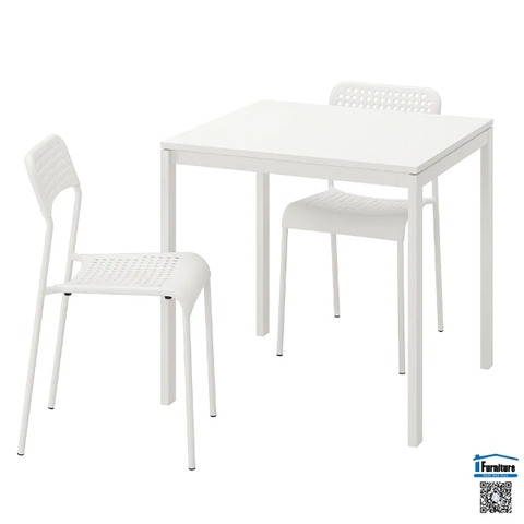 BỘ BÀN 2 GHẾ MELLTORP / ADDE HEJHOME IKEA - Màu trắng 75x75 cm