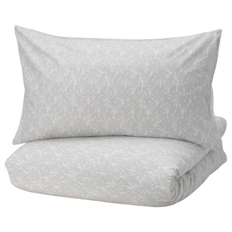 BỘ VỎ CHĂN GỐI SALTÖRT IKEA - TRẮNG XÁM 150x200 / 50x80 cm