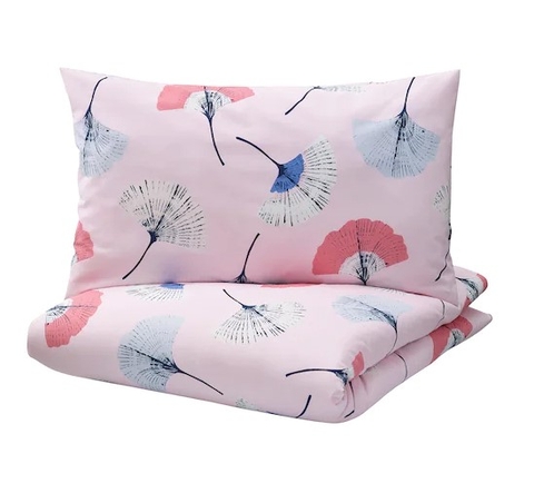 BỘ VỎ CHĂN GỐI TOVSIPPA IKEA - HỒNG / HOA VĂN 150x200 / 50x80 cm