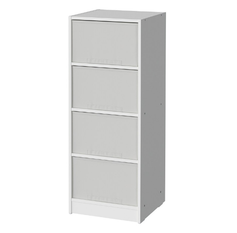 KỆ LƯU TRỮ VỚI 4 HỘP BRUKSVARA IKEA - TRẮNG / XÁM 40x104 cm