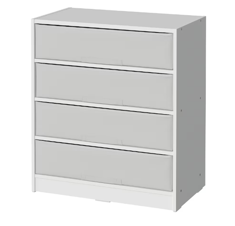KỆ LƯU TRỮ VỚI 4 HỘP BRUKSVARA IKEA - TRẮNG / XÁM 70x80cm