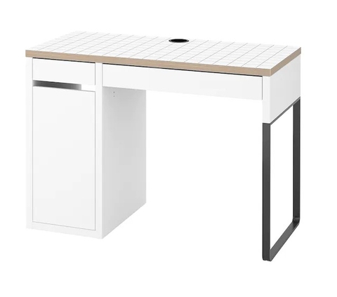 BÀN HỌA TIẾT KẺ MICKE IKEA - TRẮNG 105x50 cm