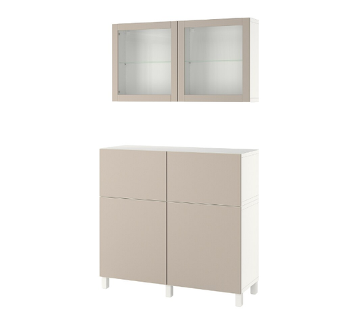 TỦ LƯU TRỮ KẾT HỢP BESTÅ IKEA - TRẮNG/XÁM NHẠT 120x42x213 cm