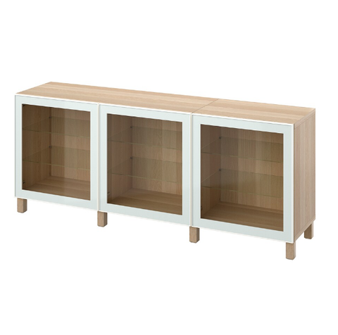 TỦ LƯU TRỮ CÓ CỬA KÍNH BESTÅ IKEA - MÀU SỒI / TRẮNG 180x42x74 cm
