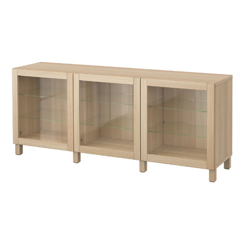 TỦ LƯU TRỮ CÓ CỬA KÍNH BESTÅ IKEA - MÀU SỒI 180x42x74 cm