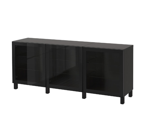 TỦ LƯU TRỮ CÓ CỬA KÍNH BESTÅ IKEA - ĐEN/NÂU 180x42x74 cm