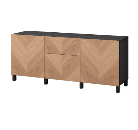 TỦ LƯU TRỮ CÓ NGĂN KÉO BESTÅ IKEA - ĐEN/ SỒI 180x42x74 cm