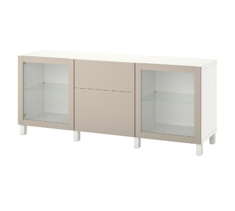 TỦ LƯU TRỮ CÓ NGĂN KÉO BESTÅ IKEA - TRẮNG/XÁM NHẠT 180x42x74 cm