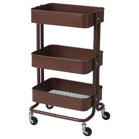 XE ĐẨY 3 TẦNG RÅSKOG IKEA - NÂU ĐẬM