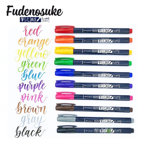 BÚT VIẾT THƯ PHÁP TOMBOW FUDENOSUKE CHUYÊN VIẾT HÁN TỰ - BRUSH LETTERING 10 MÀU