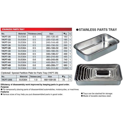 Khay inox đựng chi tiết YKPT
