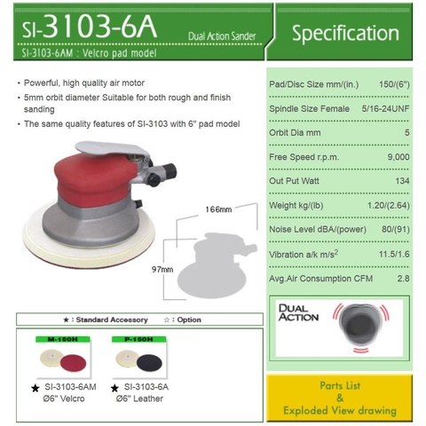 Máy chà nhám tròn 6 inch Shinano SI-3103-6AM