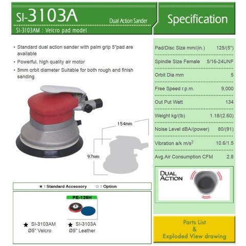 Máy chà nhám tròn 5 inch Shinano SI-3103AM