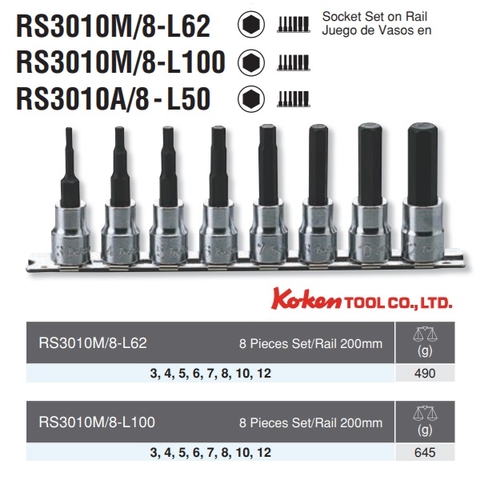 Bộ đầu khẩu lục giác Koken RS3010M/8-L62