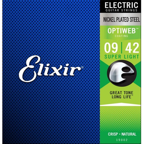 Bộ Dây Đàn Elixir Electric Guitar Strings 19002 (Dây Guitar Điện cỡ 9 - Phủ lớp Optiweb cao cấp)