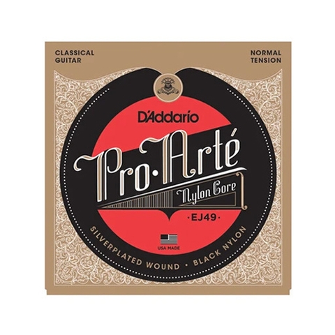 D'Addario EJ49 Pro-Arte Black Nylon Classical Guitar Strings, Normal Tension