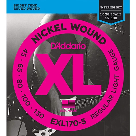 Dây Đàn Bass Guitar DAddario EXL170-5 (5 dây) - Nickel Wound - Regular Light Gauge