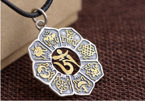 MẶT DÂY CHUYỀN CHỮ OM - BÁT BẢO PHẬT GIÁO - DC431