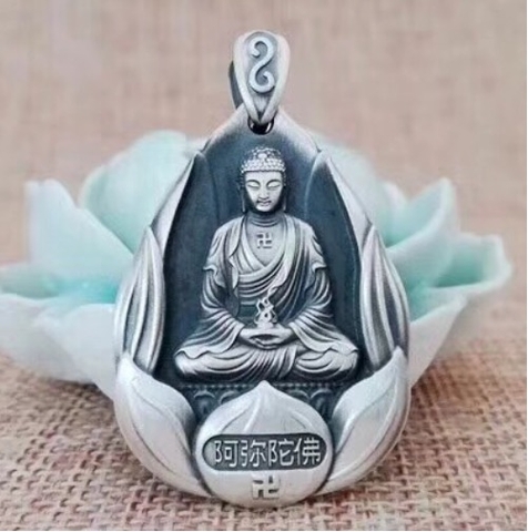 Mặt Dây Chuyền Phật A Di Đà -  Khắc Om Mani Padme Hum - DC5122