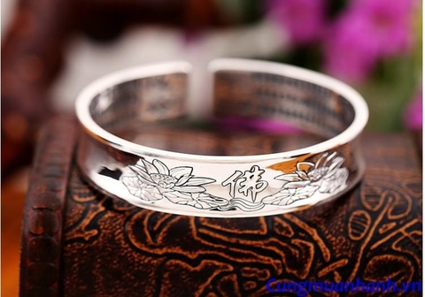 Vòng tay khắc Hoa Sen Cát Tường - Bát Nhã Tâm  Kinh  - VT203