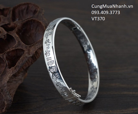 Vòng Tay Khắc Om Mani Padme Hum Tiếng Phạn ( có khóa ) - VT370