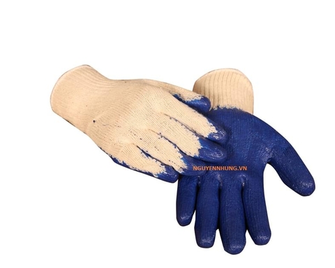 Găng tay bảo hộ vải sợi tráng nhựa xanh