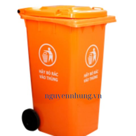 Thùng Rác Nhựa 120L Màu Cam