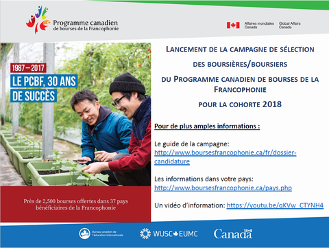 Chương trình Học bổng Pháp ngữ Du học tại Canada năm 2018