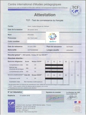 BẠN PHƯƠNG THÚY ANH ĐÃ ĐẠT VISA VÀ BẮT ĐẦU HỌC TẬP TẠI PHÁP TỪ THÁNG 02/2017