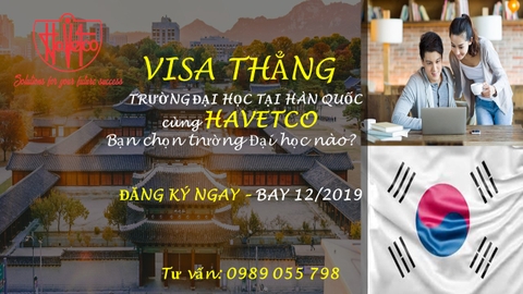 DU HỌC HÀN TRỌN GÓI 220 TRIỆU - VISA THẲNG - BAY THÁNG 12/2019