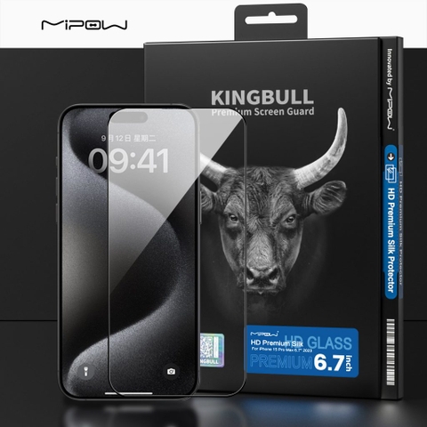 CƯỜNG LỰC MIPOW KINGBULL IPHONE 15 PRO MAX HD PREMIUM SILK PROTECTOR