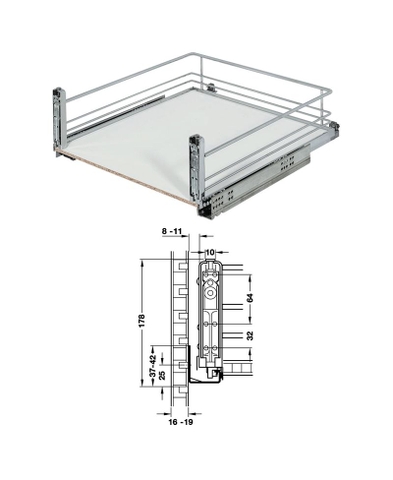 Rổ kéo Arena Style 500mm gắn với cửa tủ Hafele 540.24.505