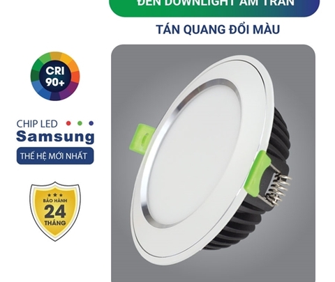 Đèn Led Âm Trần Downlight Ruby 12W Đổi Màu - DL-8SS-T120-DM