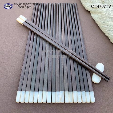 Đũa gỗ Trắc đầu xà cừ - CTH707TV - (Hộp 10 đôi vuông) gỗ Trắc tự nhiên - Chopstick of HAHANCO