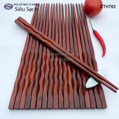 Đũa Nhật gỗ trắc đầu lượn sóng (10 đôi) đũa gỗ siêu sạch - CTH762 - HAHANCO