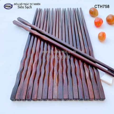 Đũa gỗ Trắc siêu sạch - CTH758- Gỗ trắc lượn sóng (Hộp 10 Đôi) - Chopstick of HAHANCO