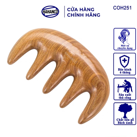 Lược Gỗ Bách Xanh 5 Răng Massa HAHANCO Lưu Thông Khí Huyết Đả Thông Kinh Mạch - COH251