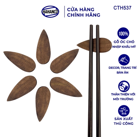 Combo 10 Gác Đũa Gỗ Óc Chó Hình Giọt Nước HAHANCO Phụ Kiện Bàn Ăn, Decor - CTH537