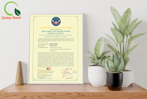 CHỨNG NHẬN FDA -  TẤM VÉ THÔNG HÀNH VÀO THỊ TRƯỜNG HOA KỲ