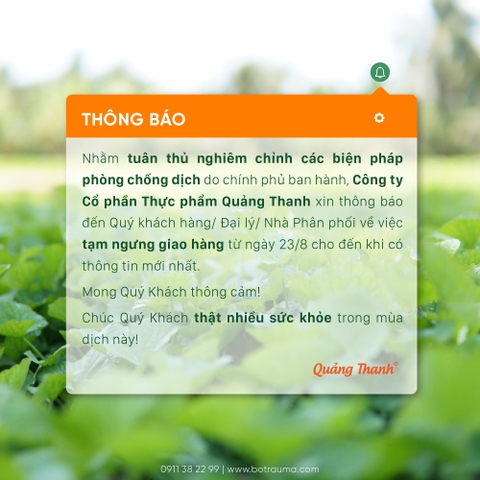 QUẢNG THANH THÔNG BÁO TẠM NGƯNG GIAO HÀNG THEO CHỈ THỊ 16 CỦA CHÍNH PHỦ
