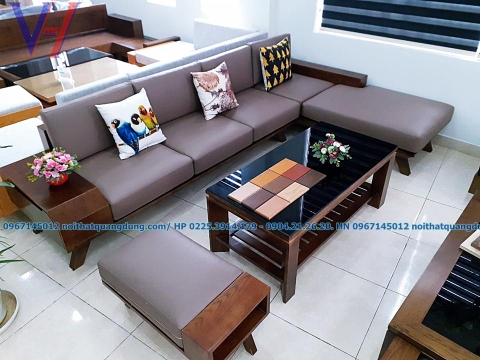 sofa gỗ sồi đệm phòng