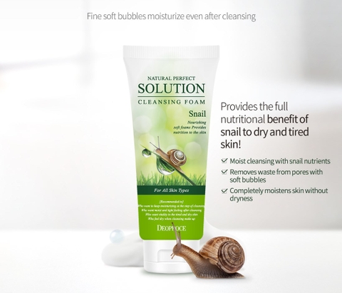 Sữa rửa mặt Ốc sên DEOPROCE Natural Perfect Solution Cleansing Foam Snail