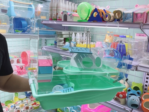 Lồng mèo mica xanh