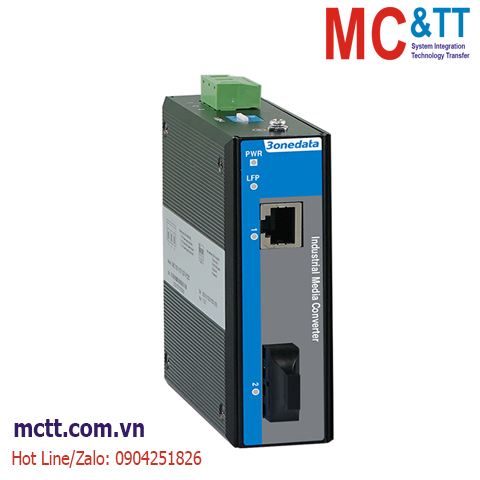 Bộ chuyển đổi quang điện công nghiệp 1 cổng Gigabit Ethernet + 1 cổng Gigabit quang (Single fiber, Single mode, SC, 80KM) 3Onedata IMC100-1GTG1F-SS-SC-80KM-P48