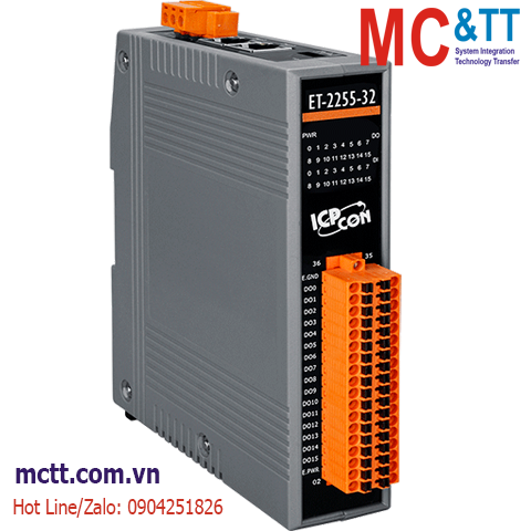 Module 2 cổng PoE Ethernet Modbus TCP & MQTT 16 kênh DI+ 16 kênh DO ICP DAS PET-2255-32 CR
