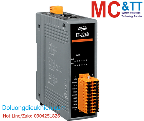 Module 2 cổng Ethernet Modbus TCP & MQTT 6 kênh DI+ 6 kênh Power Relay ICP DAS ET-2260 CR