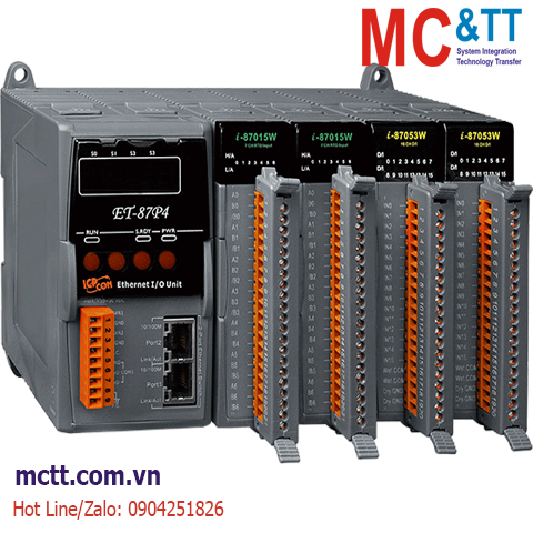 Module Ethernet DCON 4 khe cắm module I/O ICP DAS ET-87P4 CR