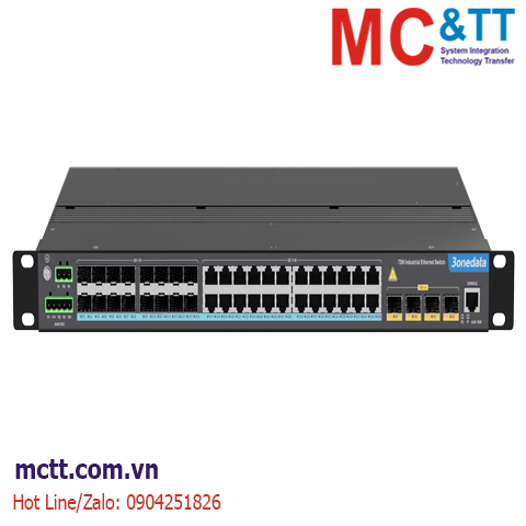 Switch công nghiệp TSN Layer 3 với 4 cổng 10Gb SFP+ + 24 cổng Gigabit Ethernet + 16 cổng Gigabit SFP 3Onedata ICS5400TSN-24GT16GS4XS-LN-2LV