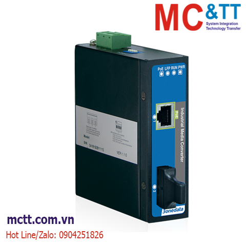 Bộ chuyển đổi quang điện công nghiệp 1 cổng PoE Ethernet + 1 cổng quang 3Onedata IPMC101-F-S-SC-40KM-POE (Dual fiber, Single-mode, SC, 40KM)